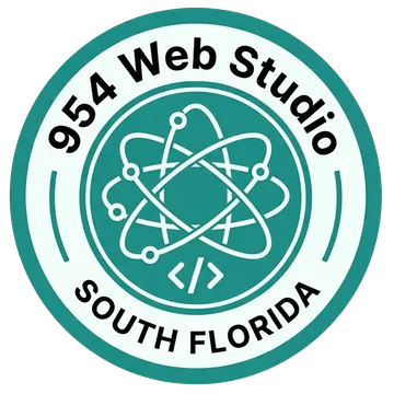 954 Web Studio logo, a teal circular badge reading 954 Web Studio, South Florida.